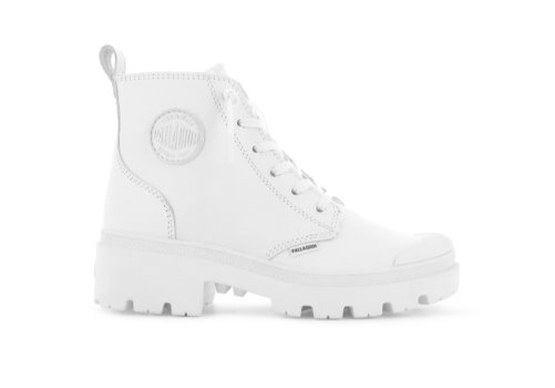 Palladium Pallabase Leder Lederstiefel Damen Weiß Weiß | HgAxqvIT