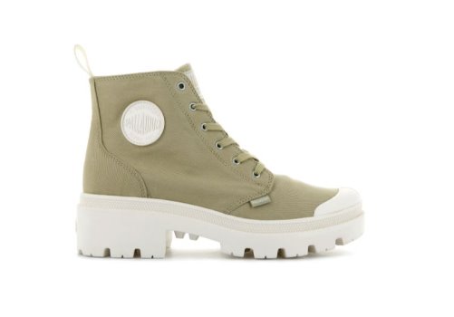 Palladium Pallabase Twill Plateau Stiefel Damen Grau Braun | 2LuXSSW6