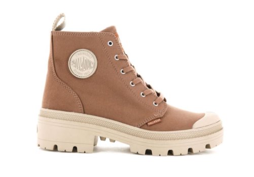 Palladium Pallabase Twill Plateau Stiefel Damen Dunkelbraun | KQIw94Pg