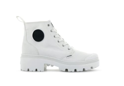 Palladium Pallabase Twill Plateau Stiefel Damen Weiß | XjhrdZzl