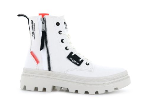 Palladium Pallatrooper Zip Canvas Plateau Stiefel Damen Weiß | hkN3YtaA