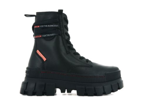 Palladium Revolt Boot Leder Plateau Stiefel Damen Schwarz Schwarz | CmvElF2g